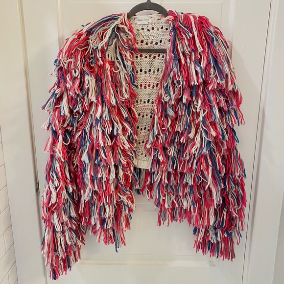 Lovers + Friends fringe multi color shaggy sweater - Picture 2 of 3